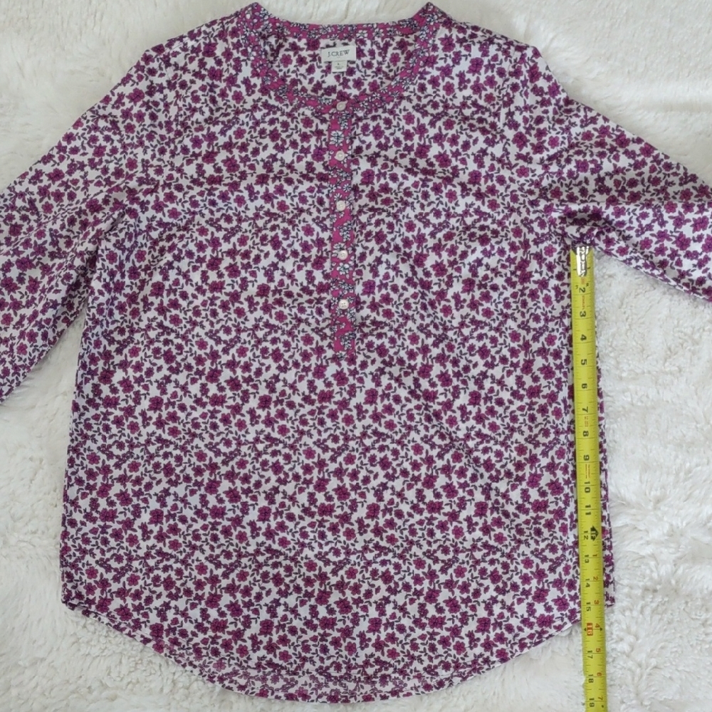 J.CREW , Size L,Floral Purple and White Blouse - Picture 11 of 16